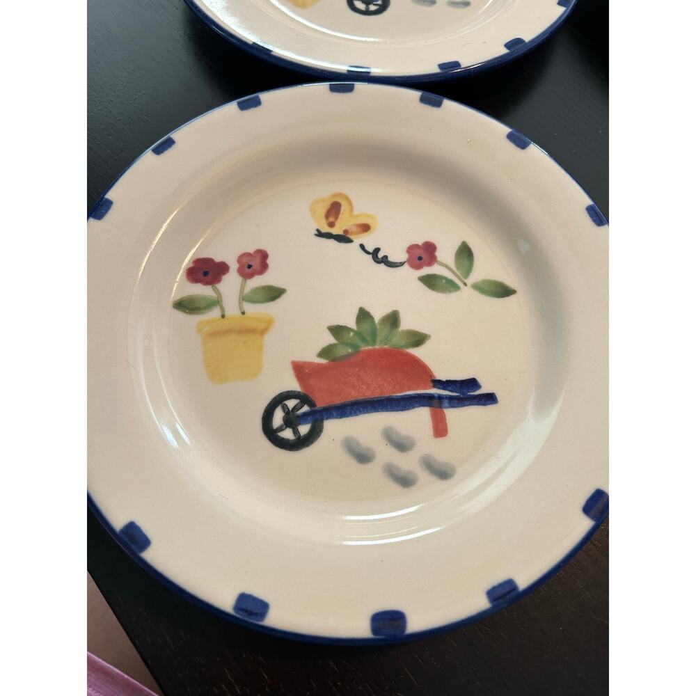 Lot of 4 Hartstone Pottery Salad Dessert Stoneware Plate Garden Fold #1 - Picture 2 of 4